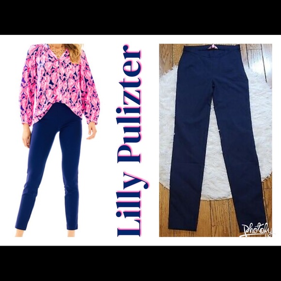 Lilly Pulitzer Pants - EEEUC Lilly Alessia Stretch Pant -Navy Sz 12 PFSF